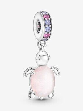 Pandora Murano Glass Pink Sea Turtle Dangle Charm
